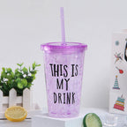 Double Plastic Straw Cups with Flat Lids – Colorful &amp; Fun