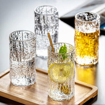 Customized Textured Floral Glass Tumbler Set – 6 Pcs | Premium Clear Drinking Glasses for Water, Juice & Tea