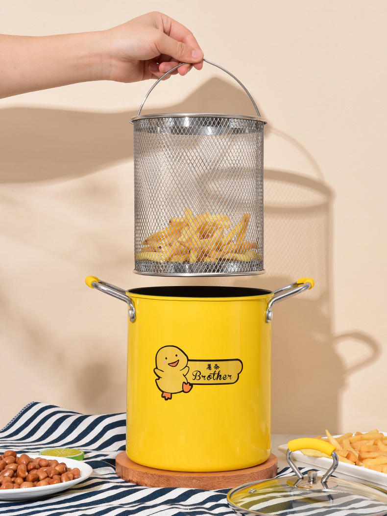New Design Cooking Set Frying Pan Pots Deep Fryer Pot Kitchen Deep Frying Pot with Basket and Lid