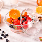 High Appearance Amber Glass Stockpot – Thickened Double Ear Bowl with Lid