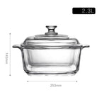 High Appearance Amber Glass Stockpot – Thickened Double Ear Bowl with Lid
