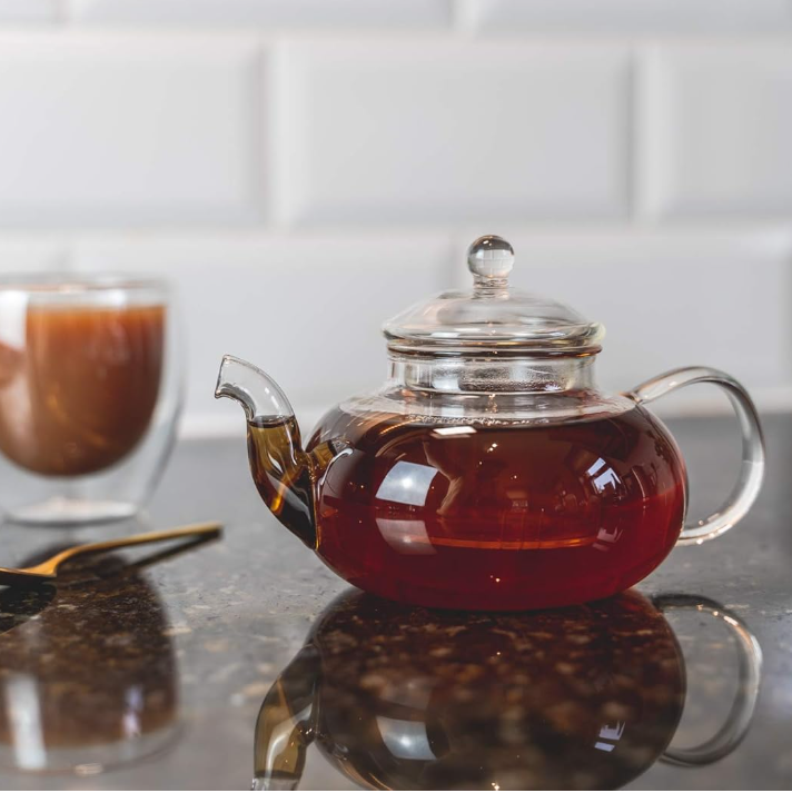 Factory Direct Handmade Borosilicate Glass Tea Kettle – Stovetop Safe Teapot with Removable Infuser (600ml)