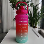 3-in-280ml/750ml/2000ml Capacity PP PC Silicon Food Grade Motivational Water Bottle with Time Marker One Click Open Cap