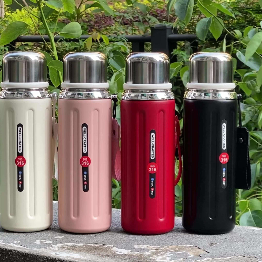 New Material 650ML SUS 316 Material Thermos Bottle Portable with Carrying Strap Outdoor Sports Roman Cup for Tea