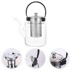 High Borosilicate Glass Teapot with Stainless Steel Infuser &amp; Handle – 800ml / 1200ml / 1500ml Large Capacity