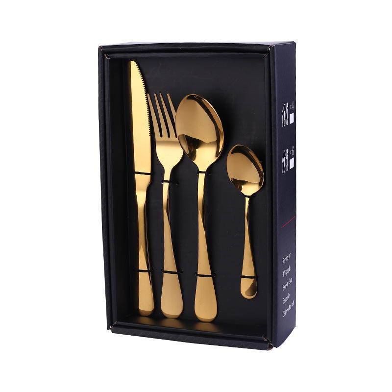 Asian Restaurant Wedding Cutlery Set – 24pcs Stainless Steel Fork &amp; Spoon Set with Gift Packing