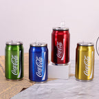 Creative 500ml Soda Can-Shaped Insulated Stainless Steel Tumbler – With Lid &amp; Straw
