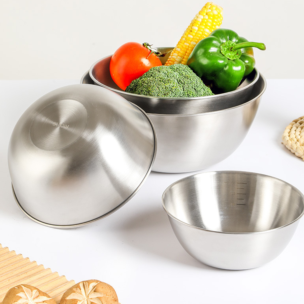 304 Stainless Steel Mixing Bowl with Scale – Large Capacity, Eco-Friendly Kitchen Bowl