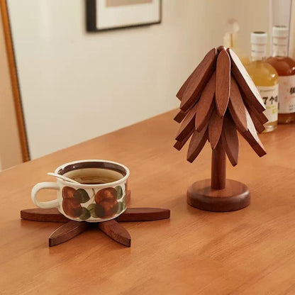 Premium Wooden Tree Trivet Coaster – Rustic Wood Pot Stand