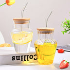 450ml / 15oz Sublimation Glass Cup with Handle, Bamboo Lid &amp; Straw&nbsp;