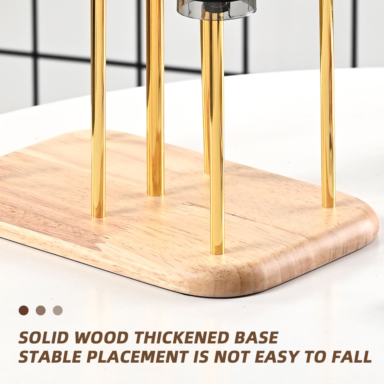 6-Cup Holder Tumbler Water Bottle Organizer Wooden Base Countertop Cup Drying Rack Stand