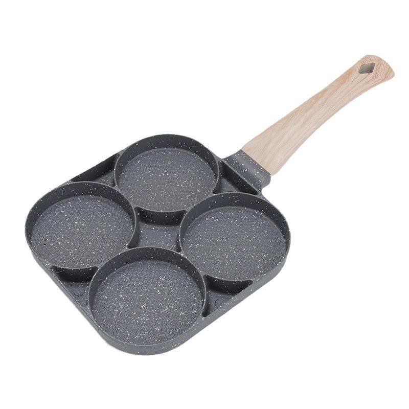 4-Hole Non-Stick Medical Stone Egg Frying Pan – Flat Bottom Breakfast Pan for Home Kitchen Cooking
