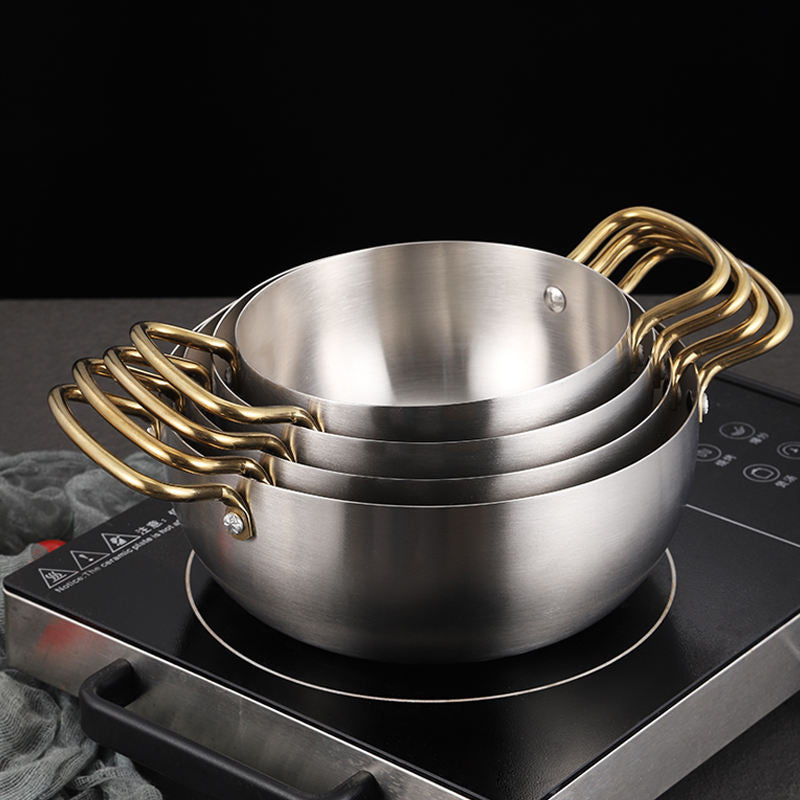 High-Quality Korean Style Double Golden Ear Mini Hot Pot – Thickened Stainless Steel