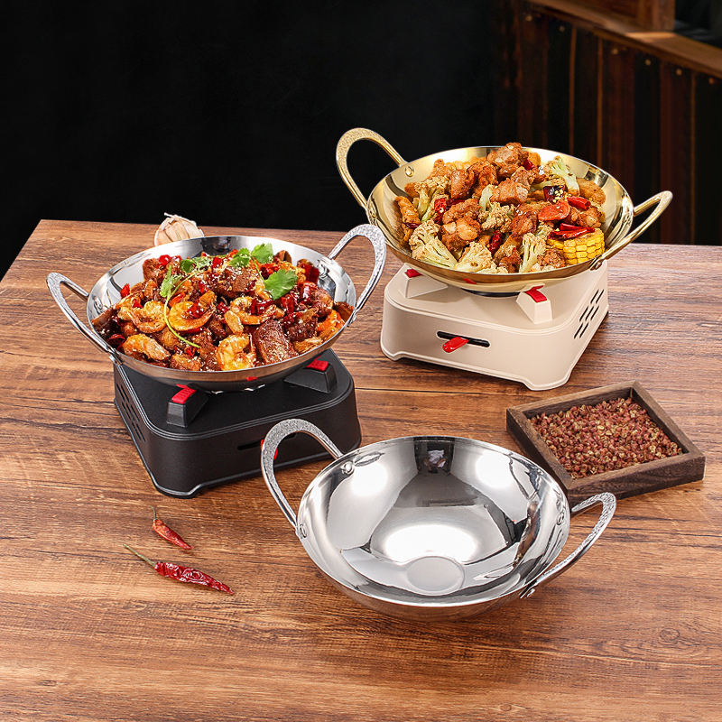 Thickened Stainless Steel Dry Pot with Solid Alcohol Stove