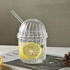 High Borosilicate Cartoon Bobo Glass Cup – With Lid &amp; Straw