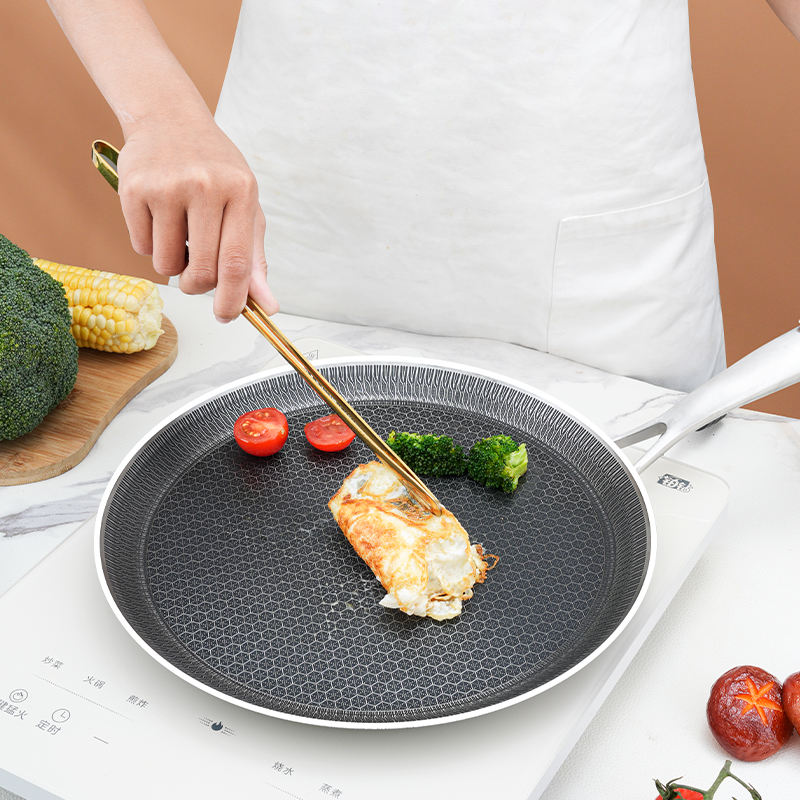 Stainless Steel Non-Stick Cookware Round Pancake and Egg Frying Pan Honeycomb Grilled Steak Pan for Hotels Restaurants
