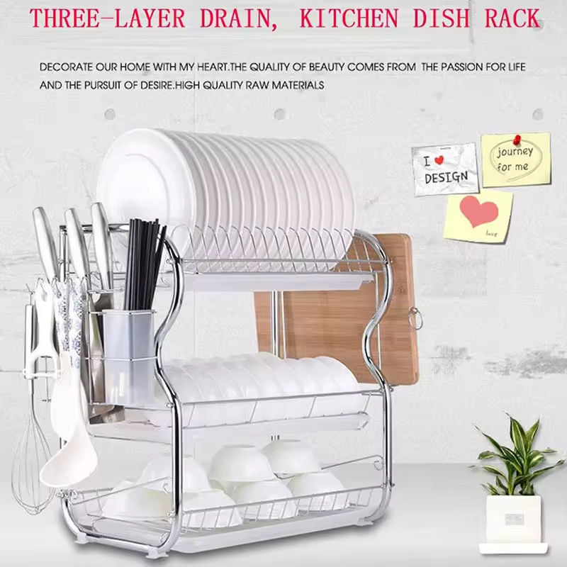 Multi-Functional Drainable Bowl Plate Organizer Storage Rack Chopstick Water Cup Holder Convenient Chopstick Water Cup Storage