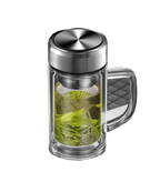 Large Capacity Double‑Walled Borosilicate Glass Tea Cup with Handle | Office & Home Use