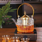 Glass Tea Pot with Tea Infuser Teapot Gold Heat Resistant Water Kettle for Coffee Flower Tea Teapots Home Kitchen Teawear