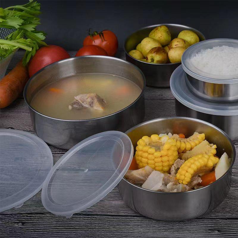 5 Pcs Modern Stainless Steel Warmer Set – Heatable Kitchen Hot Pot with Inner Lid | Casserole Food Storage Container