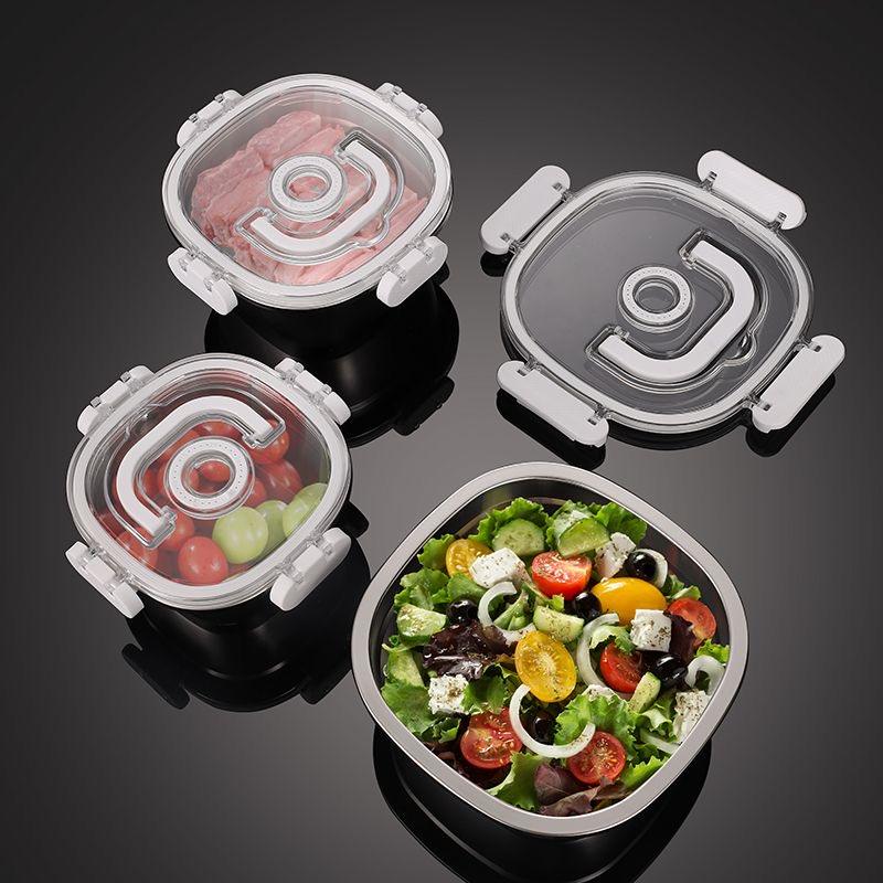 Modern Rectangle Stainless Steel 304 Bento Lunch Box with Locking Lid for Kitchen