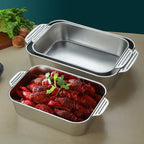 Supplier Rectangle Baking Pan Stainless Steel Food Serving Tray Without Lid