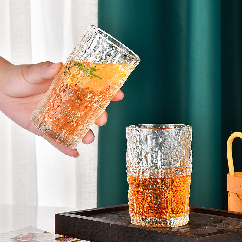 Customized Textured Floral Glass Tumbler Set – 6 Pcs | Premium Clear Drinking Glasses for Water, Juice & Tea
