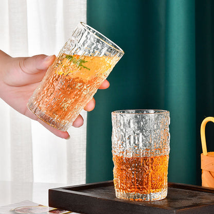 Customized Textured Floral Glass Tumbler Set – 6 Pcs | Premium Clear Drinking Glasses for Water, Juice & Tea