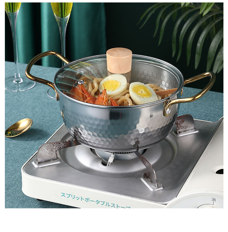 Korean Style Stainless Steel Soup Pot with Lid