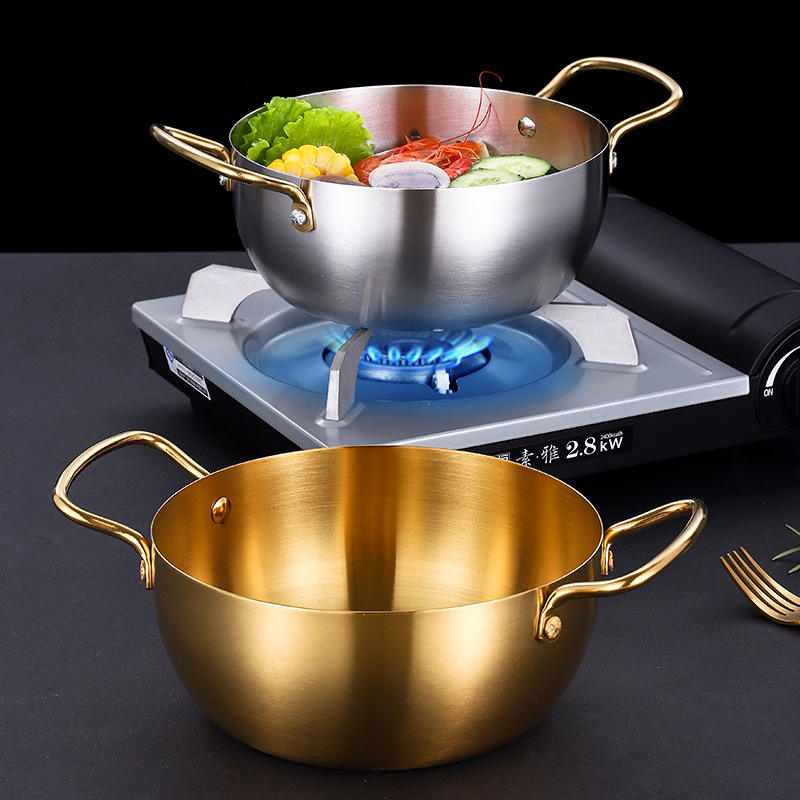 High-Quality Korean Style Double Golden Ear Mini Hot Pot – Thickened Stainless Steel