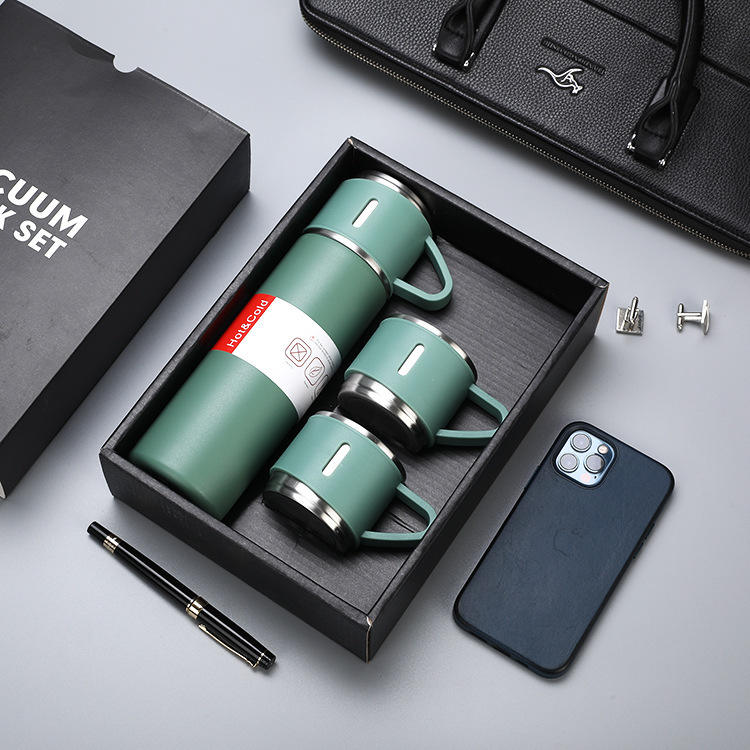 Geschenkset Insulated Thermos Bottle &amp; Mug Gift Set – With 3 Lids