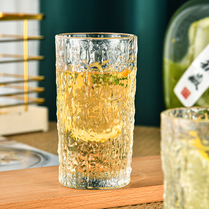 Customized Textured Floral Glass Tumbler Set – 6 Pcs | Premium Clear Drinking Glasses for Water, Juice & Tea