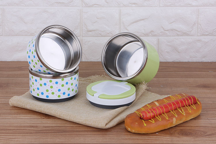 Customization Stainless Steel Round Lunch Box Colorful Design Tiffin Box 3 Layer Plastic Food Container