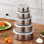 5 Pcs Modern Stainless Steel Warmer Set – Heatable Kitchen Hot Pot with Inner Lid | Casserole Food Storage Container