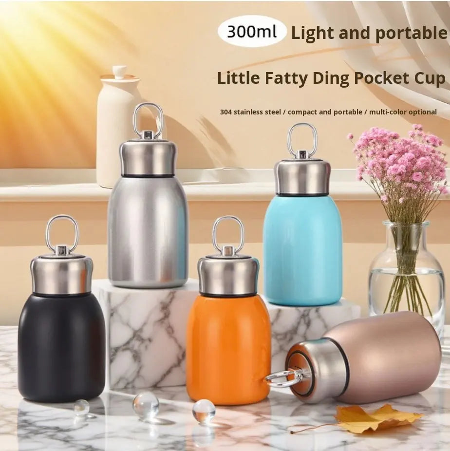 Modern 304 Stainless Steel Mini Thermos Cup High Color Value Business Travel Gift Small Fat Ding Design Cross-Border for Girls