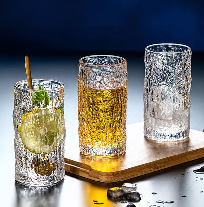 Customized Textured Floral Glass Tumbler Set – 6 Pcs | Premium Clear Drinking Glasses for Water, Juice & Tea