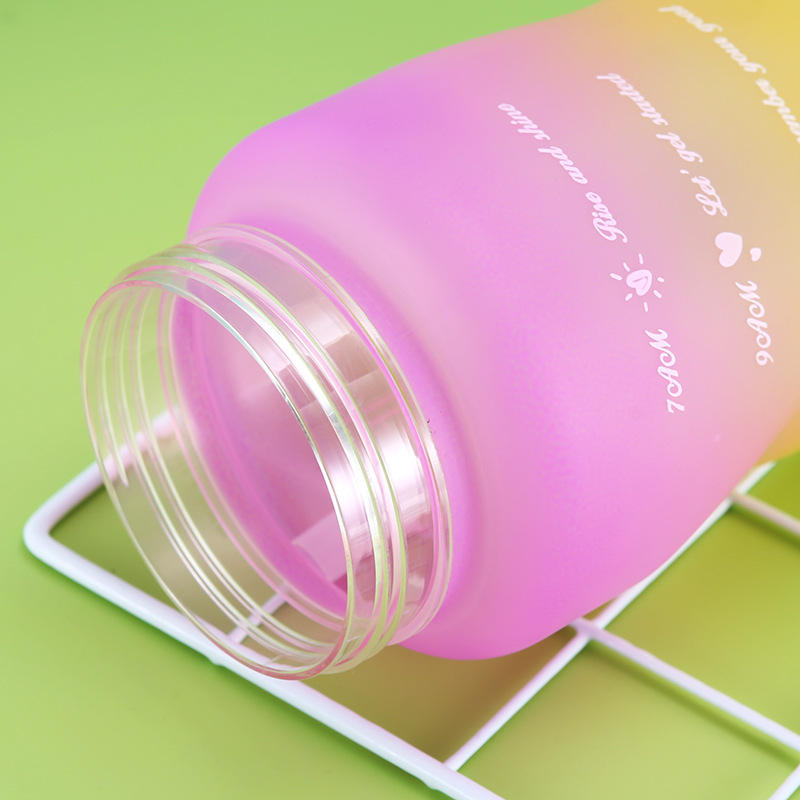 3-in-280ml/750ml/2000ml Capacity PP PC Silicon Food Grade Motivational Water Bottle with Time Marker One Click Open Cap