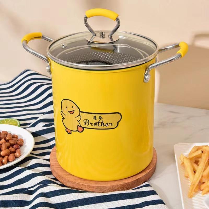 New Design Cooking Set Frying Pan Pots Deep Fryer Pot Kitchen Deep Frying Pot with Basket and Lid