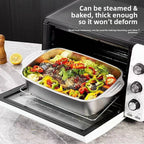 Stainless Steel Large Capacity Rectangular Grill Plate | Deepened Multi-Purpose BBQ & Commercial Baking Tray (Flat)
