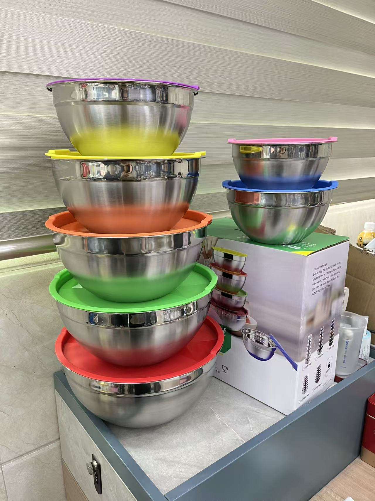 Stainless Steel Big Size Salad and Vegetable Mixing Bowl Set with Different Sizes