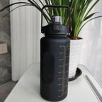 3-in-280ml/750ml/2000ml Capacity PP PC Silicon Food Grade Motivational Water Bottle with Time Marker One Click Open Cap