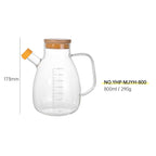 Kitchen Oil &amp; Vinegar Bottle – Heat-Resistant Glass Flavoring Bottle with Graduated Bamboo Lid (Leak-Proof)