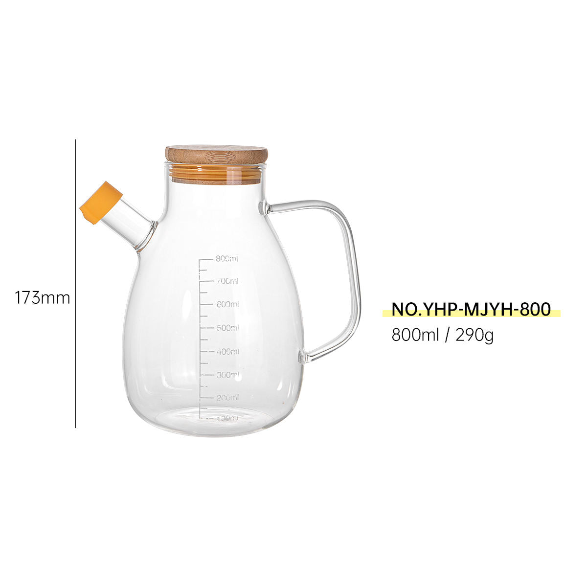 Kitchen Oil &amp; Vinegar Bottle – Heat-Resistant Glass Flavoring Bottle with Graduated Bamboo Lid (Leak-Proof)