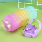 3-in-280ml/750ml/2000ml Capacity PP PC Silicon Food Grade Motivational Water Bottle with Time Marker One Click Open Cap