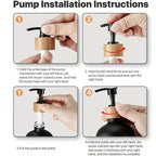 6oz / 500ml Glass Lotion &amp; Soap Dispenser – White &amp; Black with Bamboo Pump Cover