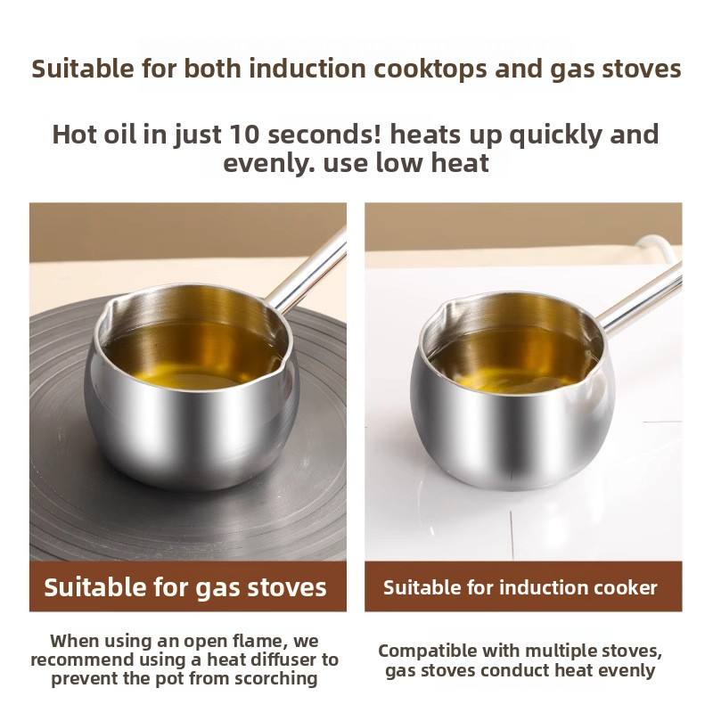 316 Stainless Steel Oil Splashing Spoon with Long Handle | Hot Oil Pouring Kitchen Tool