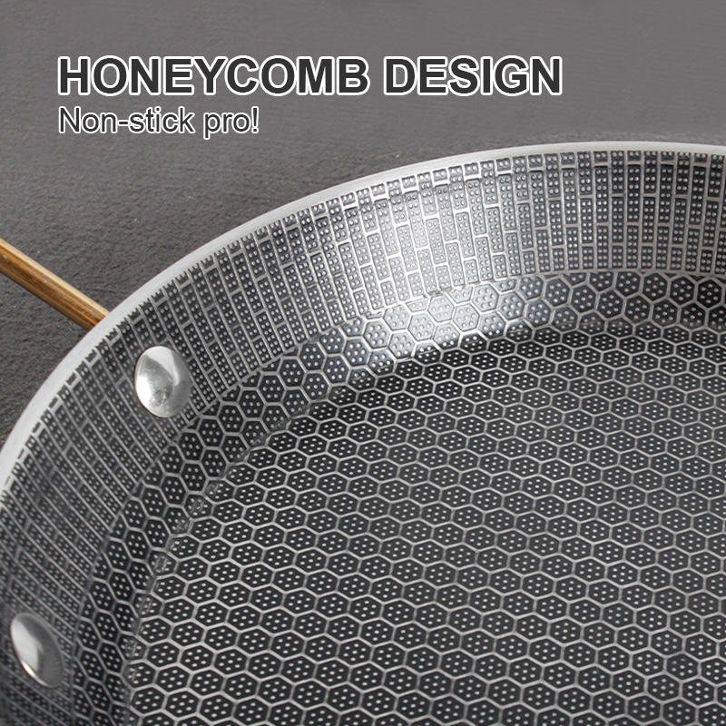 Stainless Steel Honeycomb Paella Pan with Double Handles | Non-Stick Paella & Skillet Pan for Gas & Induction (24cm, 26cm, 28cm)