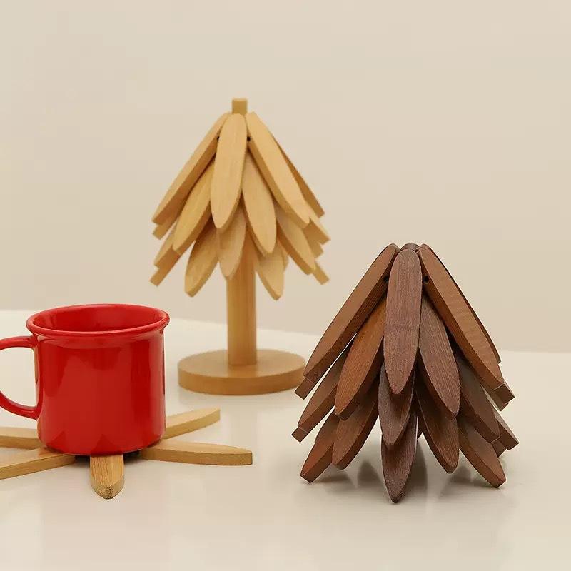 Premium Wooden Tree Trivet Coaster – Rustic Wood Pot Stand
