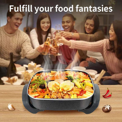 110V 220V 6L 1500W Adjustable Temperature Control Nonstick Coating Electric Skillet and Frying Pan with Glass Lid