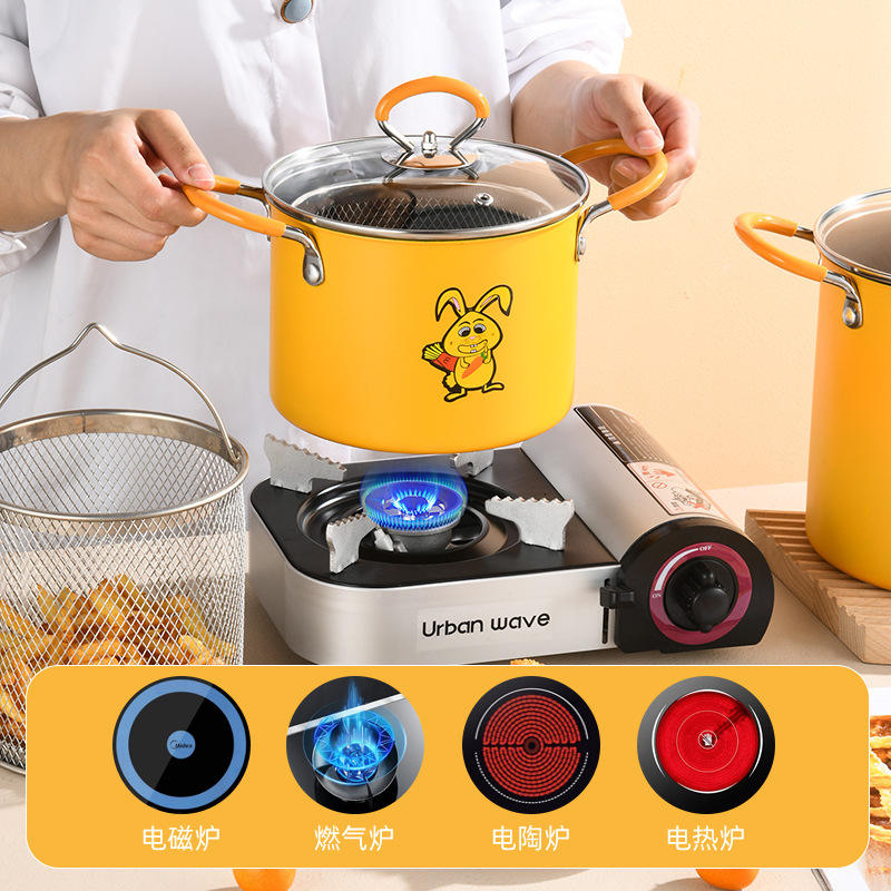 New Design Cooking Set Frying Pan Pots Deep Fryer Pot Kitchen Deep Frying Pot with Basket and Lid